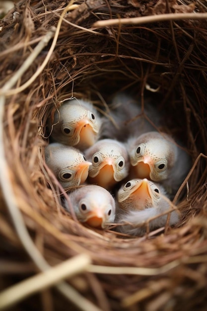 Foto filhotes ou filhotes de aves em ninho de aves