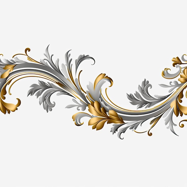 Filigrana decorativa de lujo en oro gris elaborada sobre fondo blanco AI generado