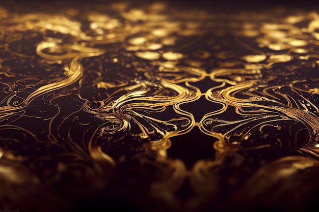 Foto filigraner goldener hintergrund mit wasser in gold und farbigen tinten. dekoratives bild für veranstaltungen, hochzeiten oder eleganz