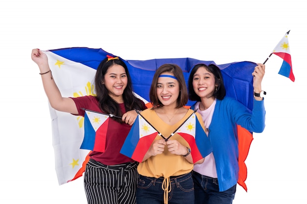 Foto filipino, mulher segura, filipinas, bandeira nacional