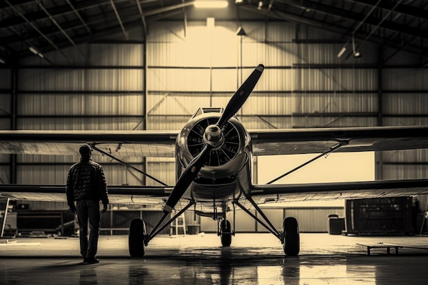 Filmaufnahme des Hangars für Pilotenflugzeuge