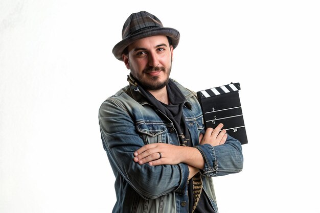 Filmemacher Clapperboard auf weißem Hintergrund