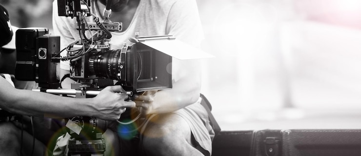 Foto filmindustrie filmen mit professioneller kamera