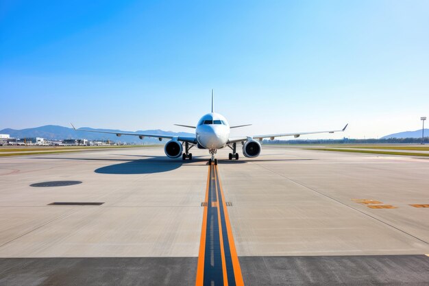 filmische Aufnahme des Flughafens Abron mit einem Flugzeug auf der Start- und Landebahn