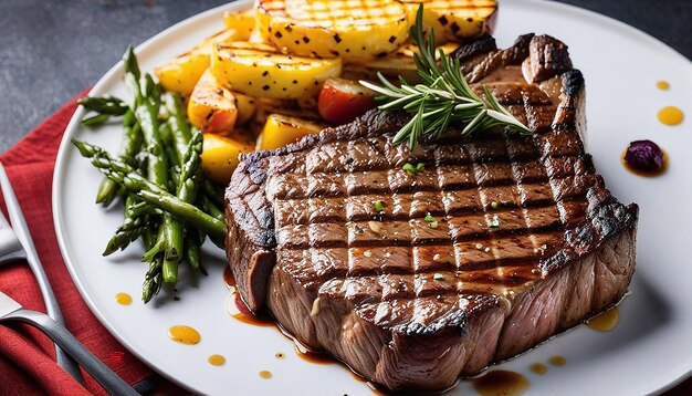 Foto filmische fotografie von gegrilltem rindfleischsteak