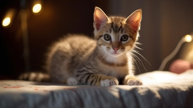 Filmische süße Katzenfotografie, niedliche Kätzchen sitzende Katze