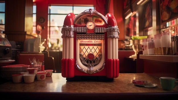 Filmischer Rahmen Ein Blick auf eine klassische Diner-Jukebox