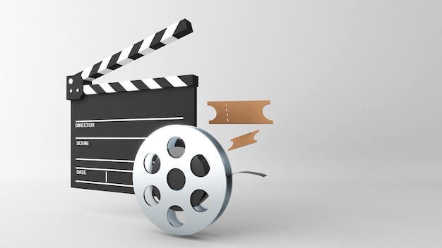 Filmrollen und Filmtickets Filmherstellungsgeräte3d-Rendering