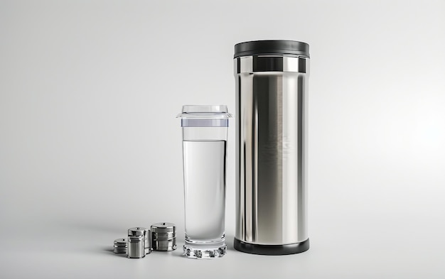 Filtración de agua moderna para una hidratación limpia sobre fondo blanco