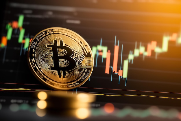 Finanças bitcoin e fundo do conceito de tecnologia de dinheiro
