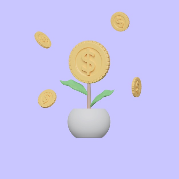 Finance Growth 3D-Symbol Fondsinvestitionskonzept 3D-Darstellung