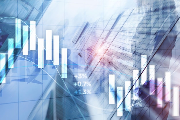 Financial Investment Concept Börsenhandelsdiagramm und Candlestick-Diagramm