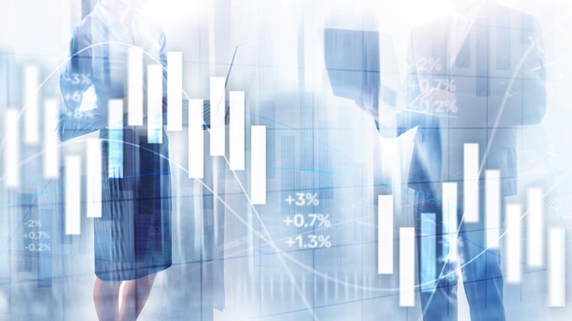 Financial Investment Concept Börsenhandelsdiagramm und Candlestick-Diagramm