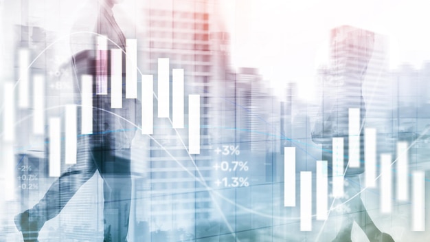 Financial Investment Concept Börsenhandelsdiagramm und Candlestick-Diagramm