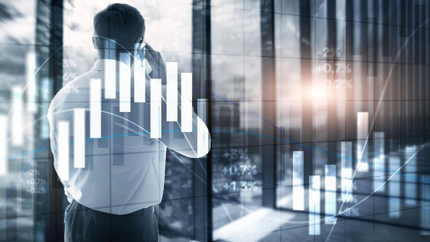 Financial Investment Concept Börsenhandelsdiagramm und Candlestick-Diagramm