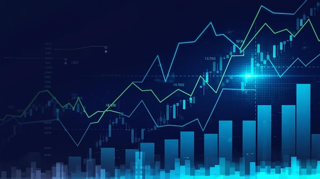 Financiamiento de acciones o gráfico de ahorro de dinero con monedas Fondo para ideas de negocio y diseño Gráfico para