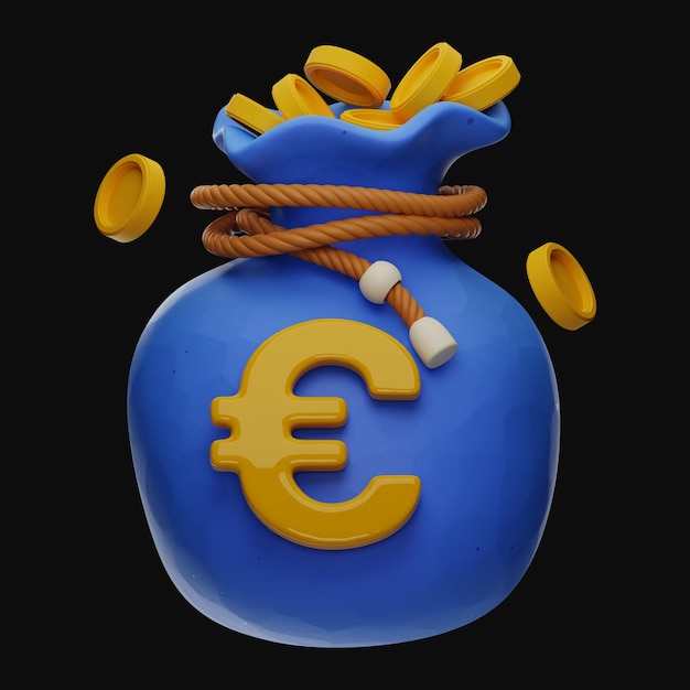 Financiar dinheiro e ícone de moeda renderização 3d em fundo isolado
