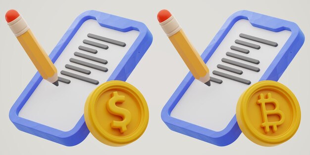 Financiar dinheiro e ícone de moeda renderização 3d em fundo isolado