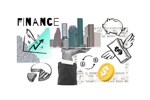 Finanzas palabra png bienes raíces edificios remix fondo transparente