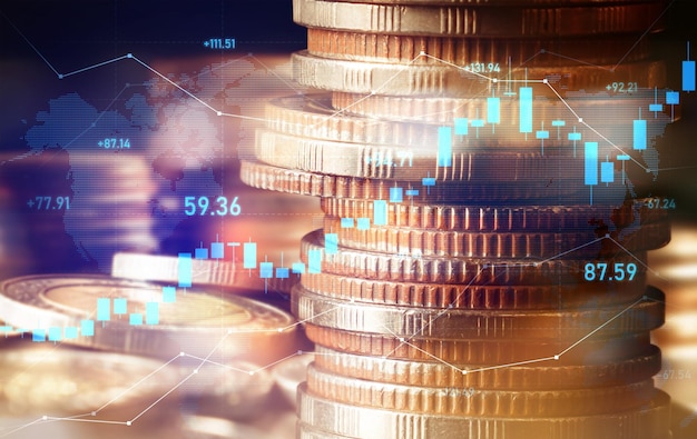 Finanzas y tecnología monetaria concepto de fondo de prosperidad y activos empresariales