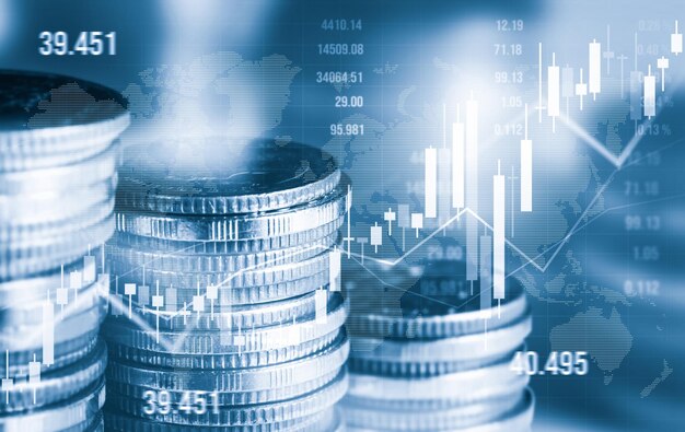 Finanzas y tecnología monetaria concepto de fondo de prosperidad y activos empresariales