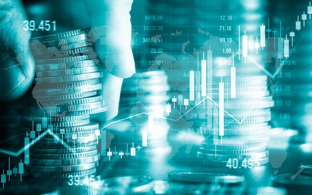 Finanzas y tecnología monetaria concepto de fondo de prosperidad y activos empresariales