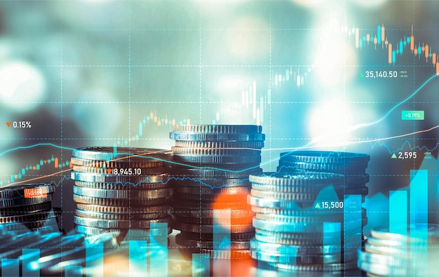 Finanzas y tecnología monetaria concepto de fondo de prosperidad y activos empresariales