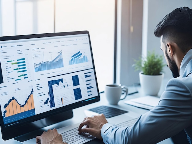 Finanzberichtsdiagramm Datenanalysedatum Dashboard auf Laptop Business Finance Wachstumsdiagramm Marketin