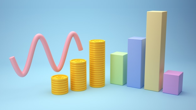 Finanzdatendiagramm auf blauem Hintergrund d render