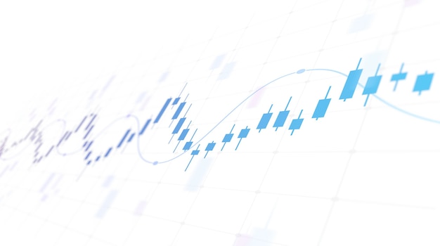 Finanzdiagramm mit Aufwärtstrendlinien-Kerzendiagramm an der Börse auf weißem Hintergrund