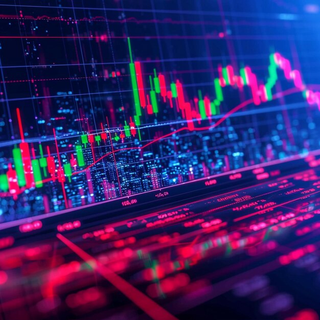 Finanzielle Einblicke. Digitales Börsendiagramm für Devisenhandelstrends für die Größe von Social-Media-Beiträgen