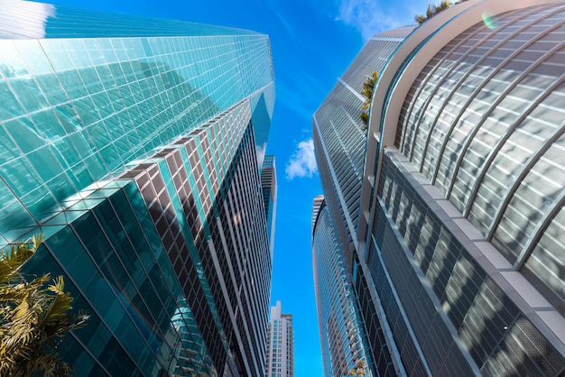 Finanzielle Skyline und Geschäfts- und Einkaufszentrum in der Mitte von Miami in der Nähe von Biscayne Bay und South Beach