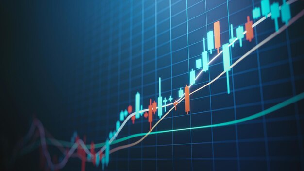 Finanzmarkt-Wachstumsdiagramm 3D-Rendering