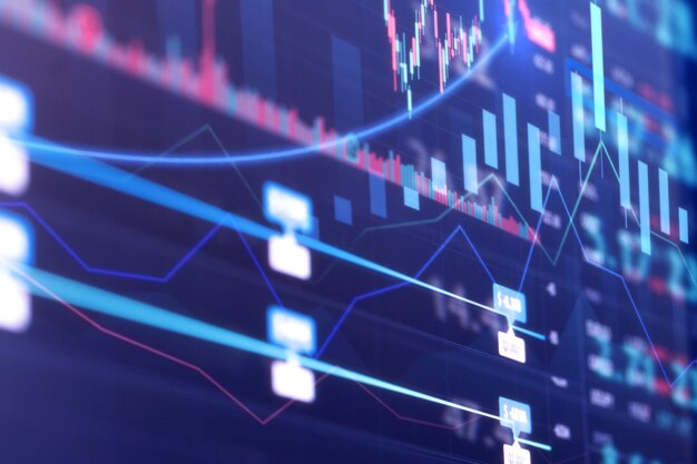 Finanzmarktdiagramm. Börse. Selektiver Fokus.