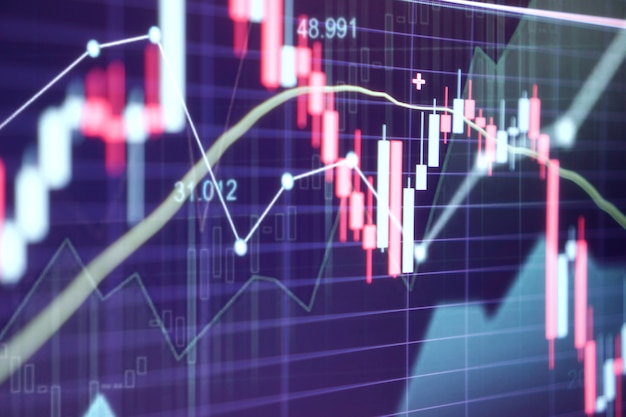 Finanzmarktdiagramm. Börse. Selektiver Fokus.