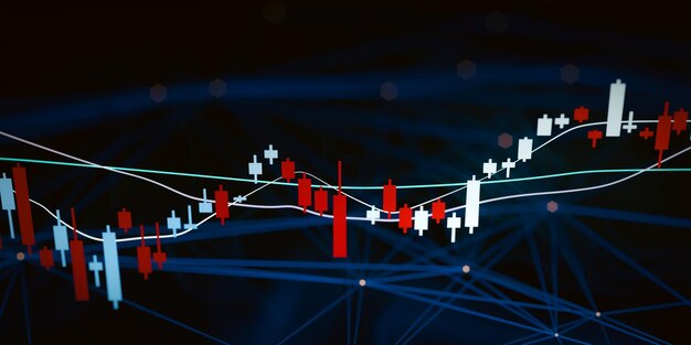 Finanzmarkthintergrund mit Börsendiagramm 3D-Rendering