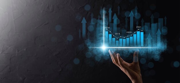 Finanzplan und Strategie für die GeschäftsentwicklungAnalyse Finanzdiagramm und Marktdiagramm Investition Austausch der digitalen WirtschaftEntwicklung und wachsender WachstumsplanBörseninvestitionBanking