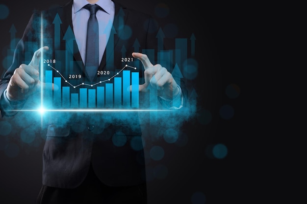 Finanzplan und Strategie für die GeschäftsentwicklungAnalyse Finanzdiagramm und Marktdiagramm Investition Austausch der digitalen WirtschaftEntwicklung und wachsender WachstumsplanBörseninvestitionBanking