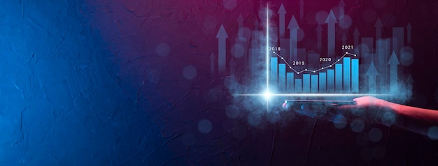 Finanzplan und Strategie für die GeschäftsentwicklungAnalyse Finanzdiagramm und Marktdiagramm Investition Austausch der digitalen WirtschaftEntwicklung und wachsender WachstumsplanBörseninvestitionBanking