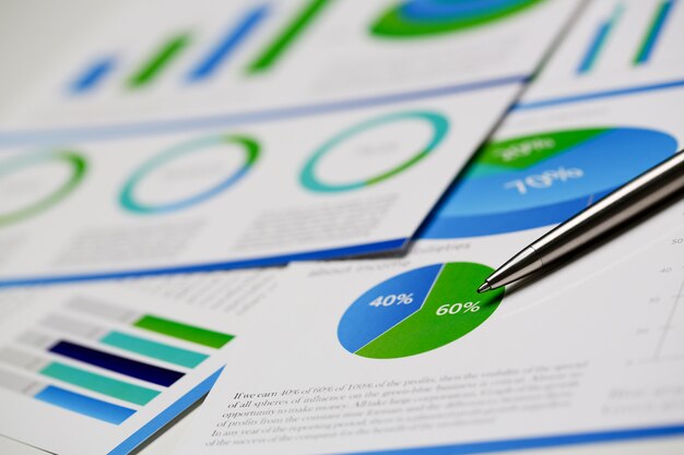 Finanzstatistik dokumentiert kugelschreiber infografiken