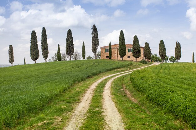 Finca en Toscana con cipreses