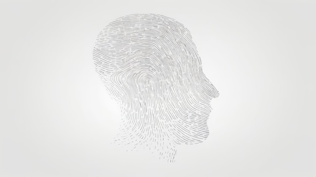 Fingerabdruck eines Personenkopfes auf weißem Hintergrund