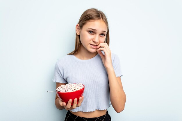 Fingernägelkauen nervös und sehr ängstlich