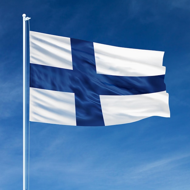 Finlandia bandera en asta de bandera