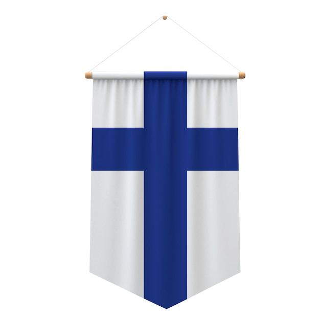 Finnland Flagge Tuch hängende Banner 3D-Rendering