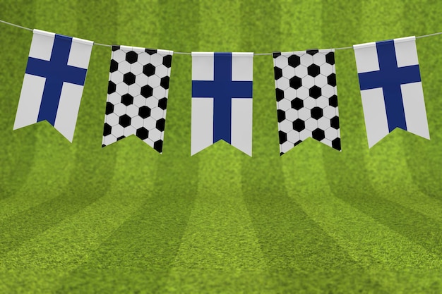 Finnland-Flagge und Fußball-Textur Fußball-Flagge Ammer 3D-Rendering
