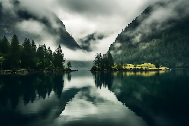 Fiordos y bosques fotografía del paisaje de Noruega