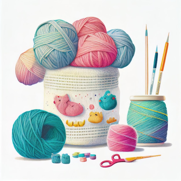 Fios planos e acessórios para tricô e crochê artesanais criados com a tecnologia generative ai