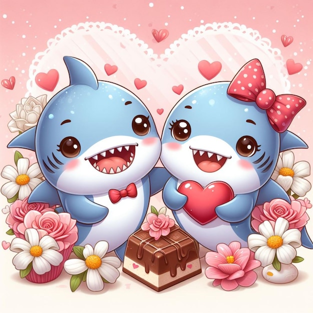Foto fiquem viciados no amor com o nosso adorável casal de tubarões neste dia dos namorados