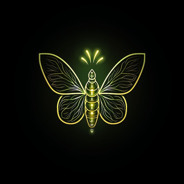 Foto firefly colorido verde elétrico linhas de neon piscando folhas piscando n y2k arte de luz gradiente